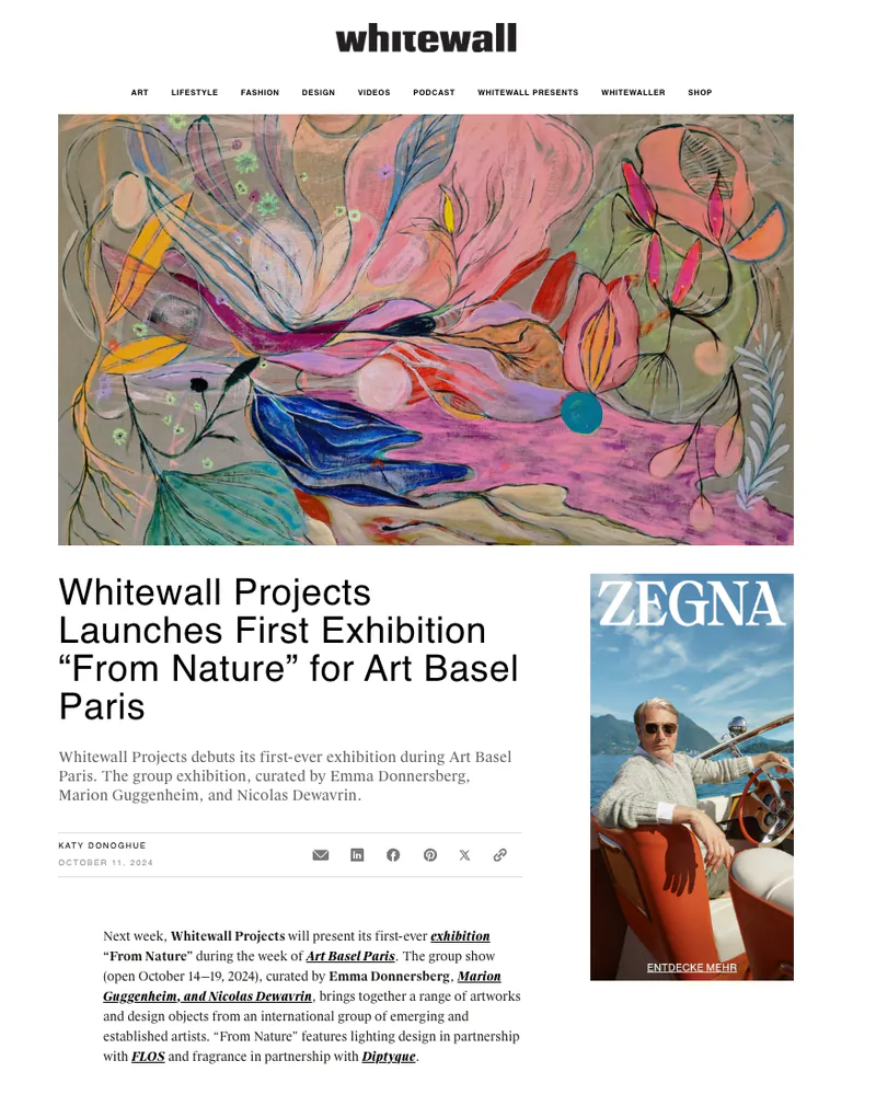 Whitewall Projects Launches First Exhibition “From Nature” for Art Basel Paris